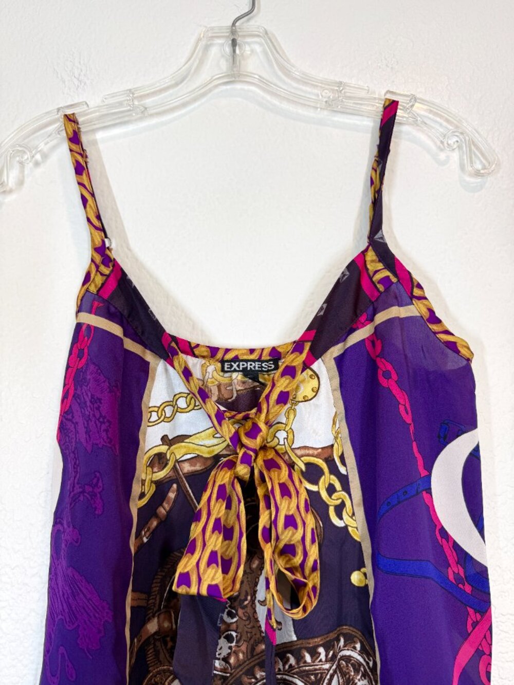 Express Tunic Top Flowy Purple White Baroque Western Medium - Picture 4 of 9